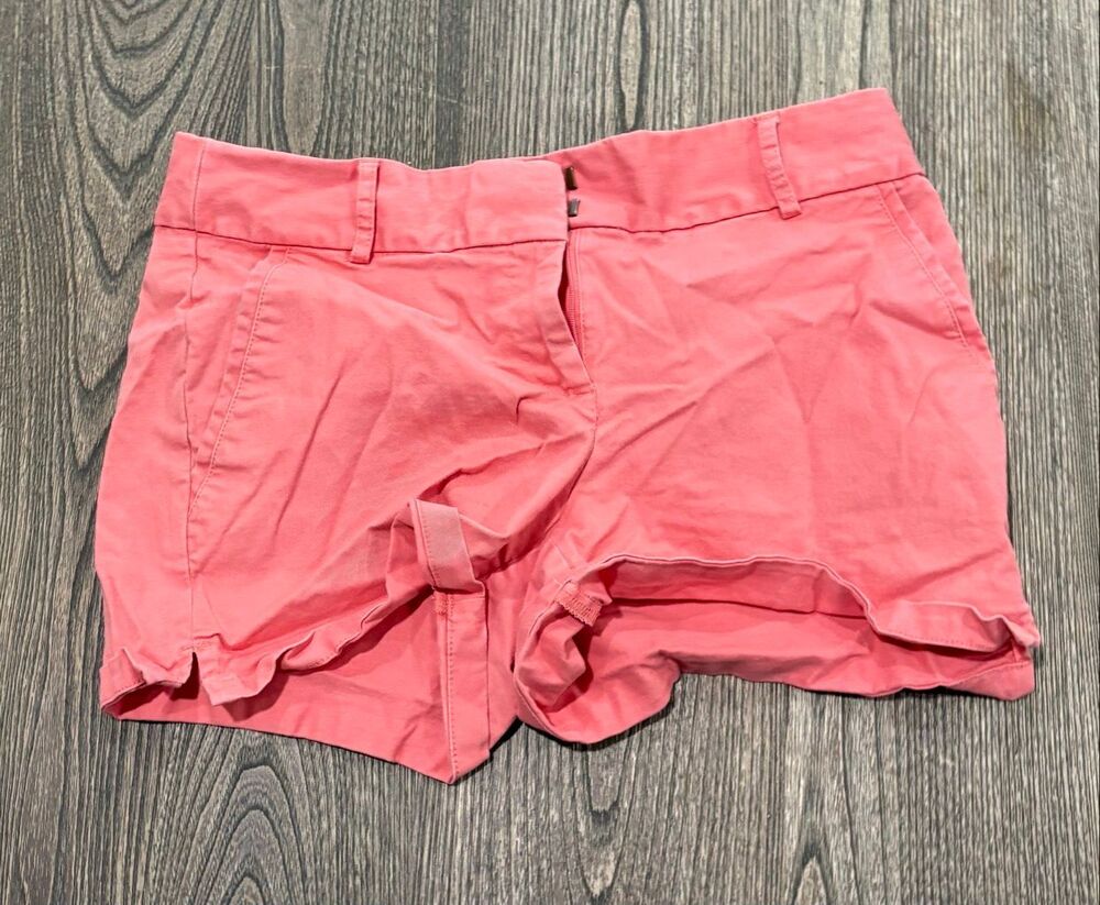 Ann Taylor LOFT Women's Cotton Blend Flat Front Chino Shorts Coral Pink Size 4